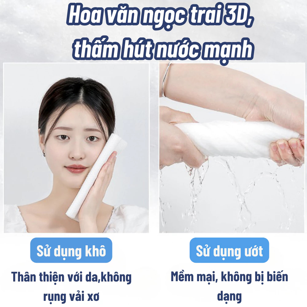 Khăn Giấy Lau Mặt 100% Cotton – Dạng Rút, Dùng 1 Lần, Thấm Hút Tốt, Tiện Dụng