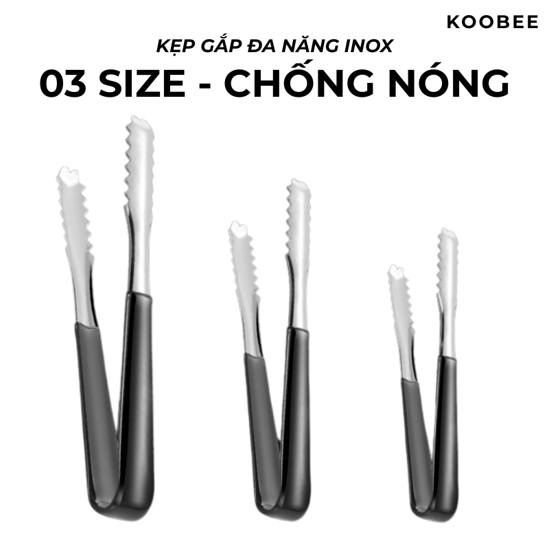 Kẹp Gắp Inox Liền Khối Tay cầm PVC Chống Nóng 15/18/21cm - Gắp Đá, Đồ Nướng, Salad Cho Gia Đình, Quán Ăn, Nhà Hàng | 301