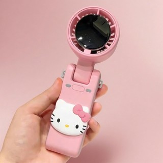Quạt Mini Tích Điện Cầm Tay Tiện Lợi Hello Kitty Tích Điện | Quạt USB Gấp Gọn 3 Tốc Độ, Màn Hình Hiển Thị Pin