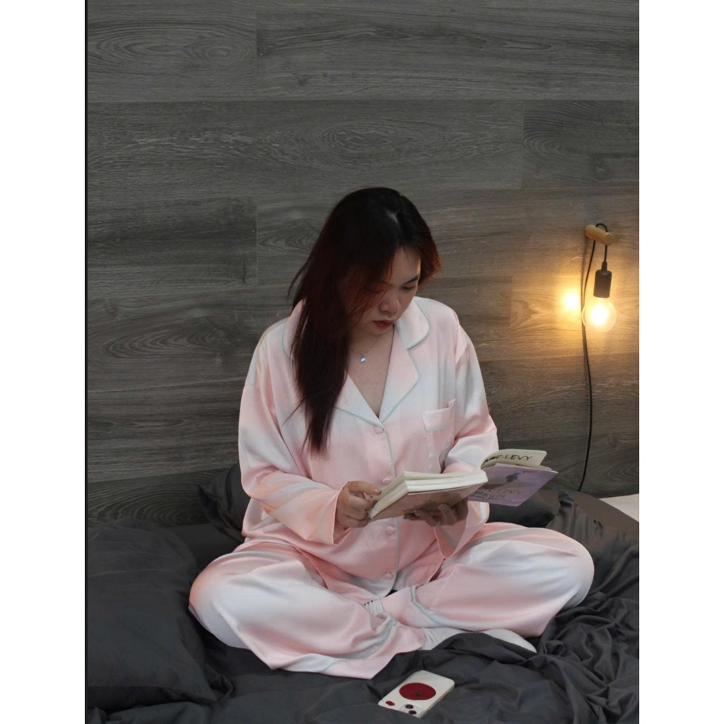 Bộ đồ ngủ Pijama lụa mát mềm mịn màu loang Pastel nhà Nibora – Form rộng, mặc nhà siêu iu 💕