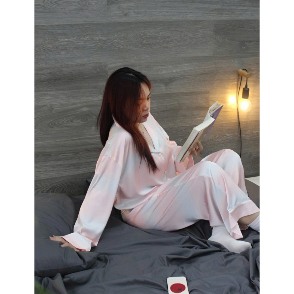 Bộ đồ ngủ Pijama lụa mát mềm mịn màu loang Pastel nhà Nibora – Form rộng, mặc nhà siêu iu 💕