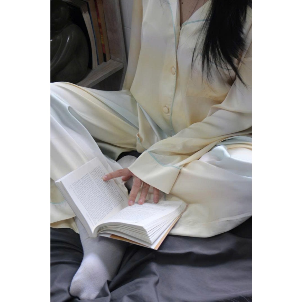 Bộ đồ ngủ Pijama lụa mát mềm mịn màu loang Pastel nhà Nibora – Form rộng, mặc nhà siêu iu 💕