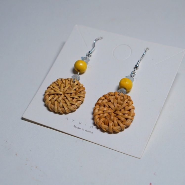 (Sẵn Hàng) Bông Tai Mây Tre Đan Đi Biển Phong Cách Boho Vintage