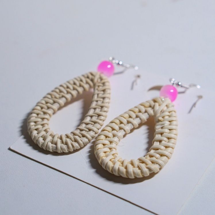 (Sẵn Hàng) Bông Tai Mây Tre Đan Đi Biển Phong Cách Boho Vintage