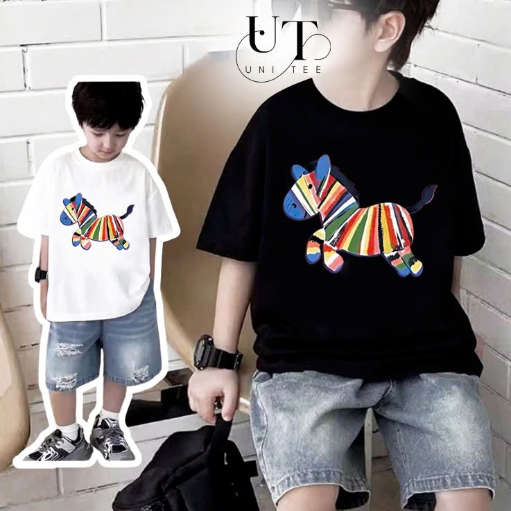 (9kg-110kg) Áo thun Unisex họa tiết con NGỰA  VẰN, co giãn, dễ vận động cho TRẺ EM, NAM NỮ - Uni Tee I U96