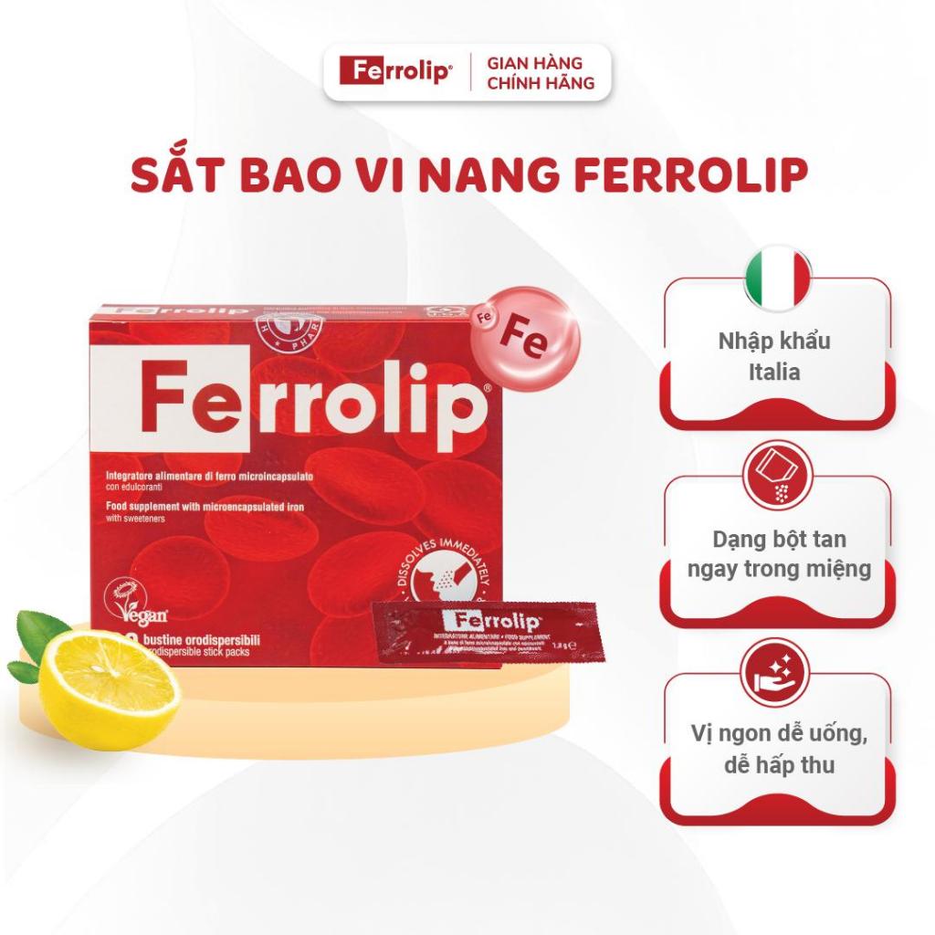 Sắt Ferrolip - Sắt bao vi nang dành cho mẹ bầu & người trưởng thành - Hộp 20 gói