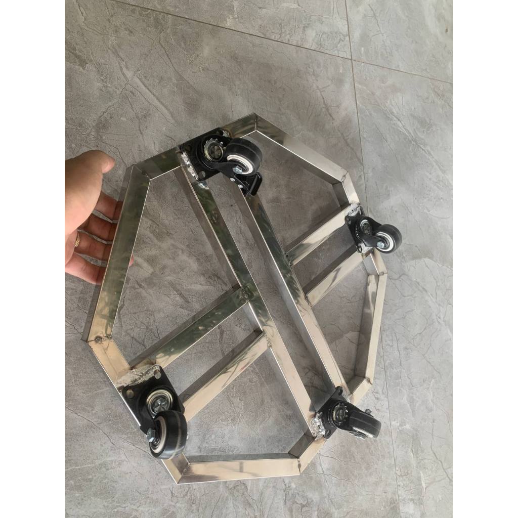 Chân đế di chuyển chậu cây nan kép có bánh xe siêu chịu tải, đế bát giác inox  không gỉ chịu tải trọng 120kg