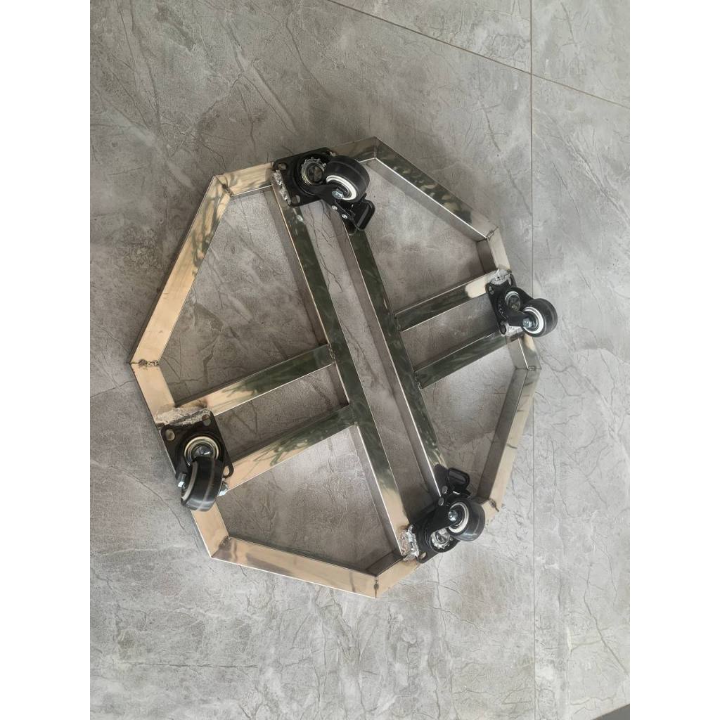Chân đế di chuyển chậu cây nan kép có bánh xe siêu chịu tải, đế bát giác inox  không gỉ chịu tải trọng 120kg