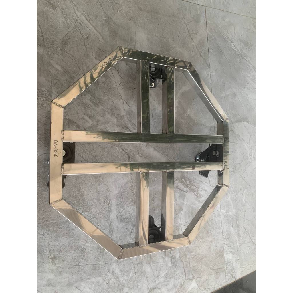 Chân đế di chuyển chậu cây nan kép có bánh xe siêu chịu tải, đế bát giác inox  không gỉ chịu tải trọng 120kg