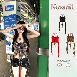 Nova-Nữ Hoa Treo Cổ Không Tay Tank Top Giảm Béo Không Đều Ruffle Edge Top