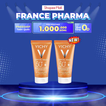 Kem Chống Nắng Vichy SPF50+ 50ml Phiên Bản Dry Touch Và Velvety Cho Da Dầu, Da Khô & Da Nhạy Cảm Từ France Pharma