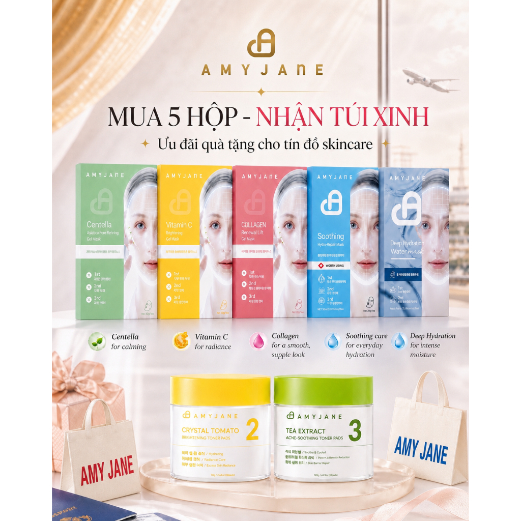 [QUÀ TẶNG] AMYJANE Mặt Nạ Gel Hàn Quốc Mua 3 đến 5 hộp Nhận Quà Tặng Hấp Dẫn