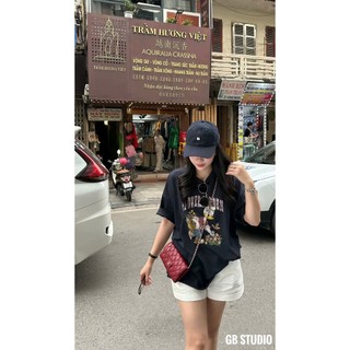 ÁO PHÔNG IN HÌNH CHÚ VỊT HÁI HOA FORM OVERSZ ẢNH THẬT PHÍA CUỐI