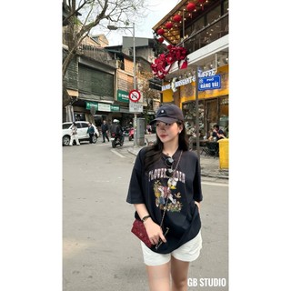 ÁO PHÔNG IN HÌNH CHÚ VỊT HÁI HOA FORM OVERSZ ẢNH THẬT PHÍA CUỐI