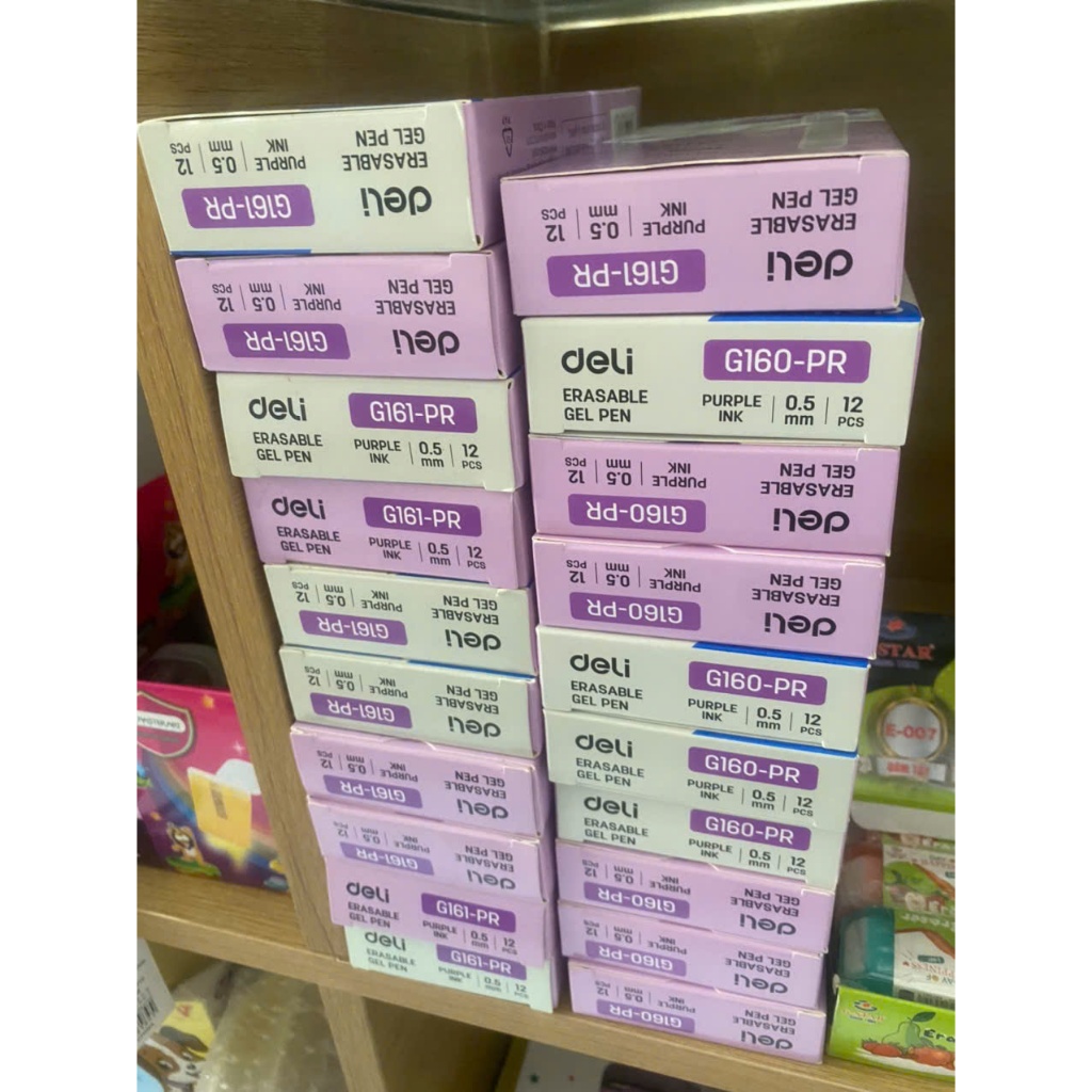 Bút Gel Xóa Được Deli EG161/G161-PR Mực Tím, Mực Nước Bút Gel Bấm Ngòi, Đóng Ngòi 0.5mm