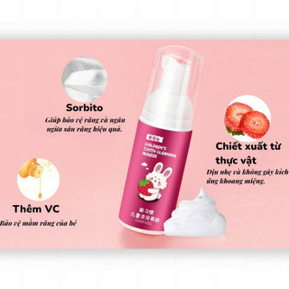 Kem Đánh Răng Tạo Bọt Cho Bé Dạng Mousse | Trẻ Em Không Cay Vị Dâu Cam | Sạch Mảng Bám Dịu Nhẹ