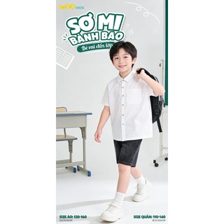 Quần Jean Short Bé Trai BDS26S003R Wookids | Quần Ngắn 5-9 Tuổi Cá Tính Dễ Mặc