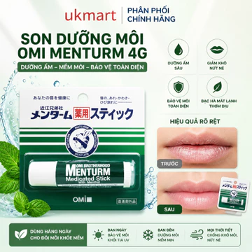 Son Dưỡng Ẩm Bạc Hà Dành Cho Môi Khô Và Nứt Nẻ Omi Brotherhood Menturm Nhật Bản (4g/Thỏi)