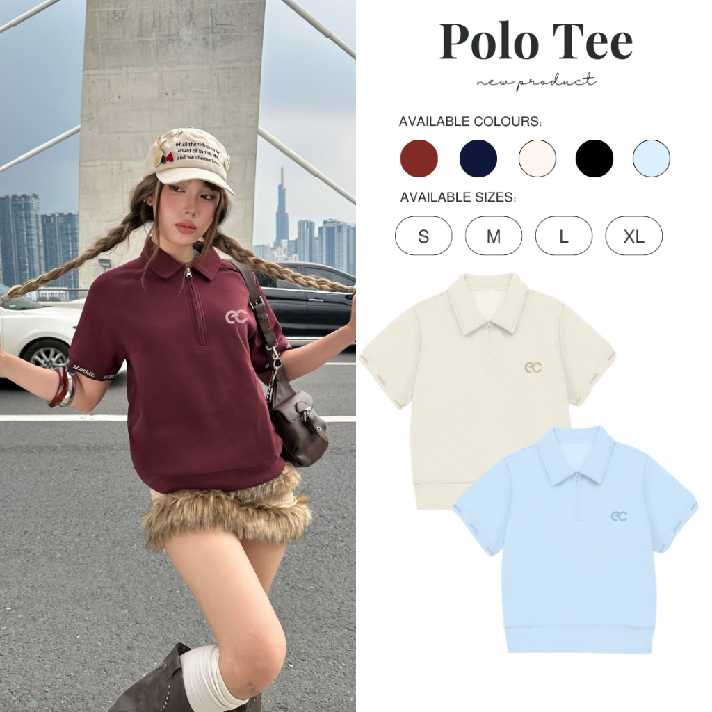 Áo Polo MONARQUE ECOCHIC B164 Logo Cao Su Bo Gấu Nhẹ Bo Tay Rib Dệt Chữ Chính Hãng Unisex Nam Nữ Định Lượng 260grm