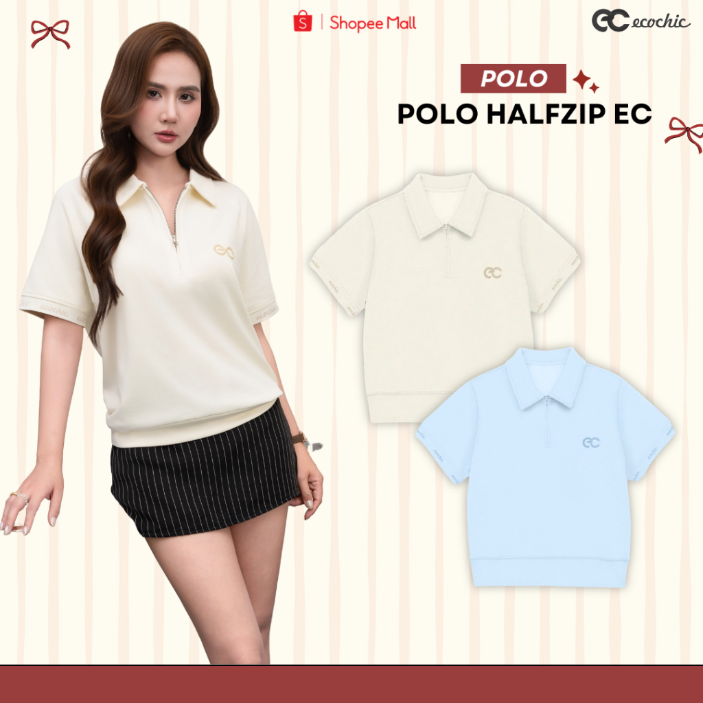 Áo Polo MONARQUE ECOCHIC B164 Logo Cao Su Bo Gấu Nhẹ Bo Tay Rib Dệt Chữ Chính Hãng Unisex Nam Nữ Định Lượng 260grm