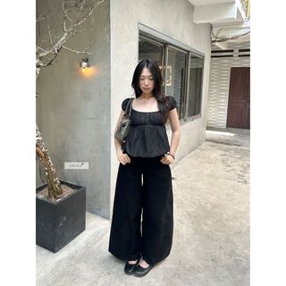 𝐋𝐨𝐯𝐞𝐲 𝐓𝐨𝐩 - Áo babydoll nữ, áo kiểu cổ vuông dáng bí phồng màu trắng nhien.offical NAS00052