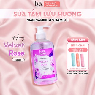 [Tặng 3 chai dưỡng thơm 20mg]Sữa tắm lưu hương LUISLOVE 510g ,chứa Niacinamide & Vitamin E