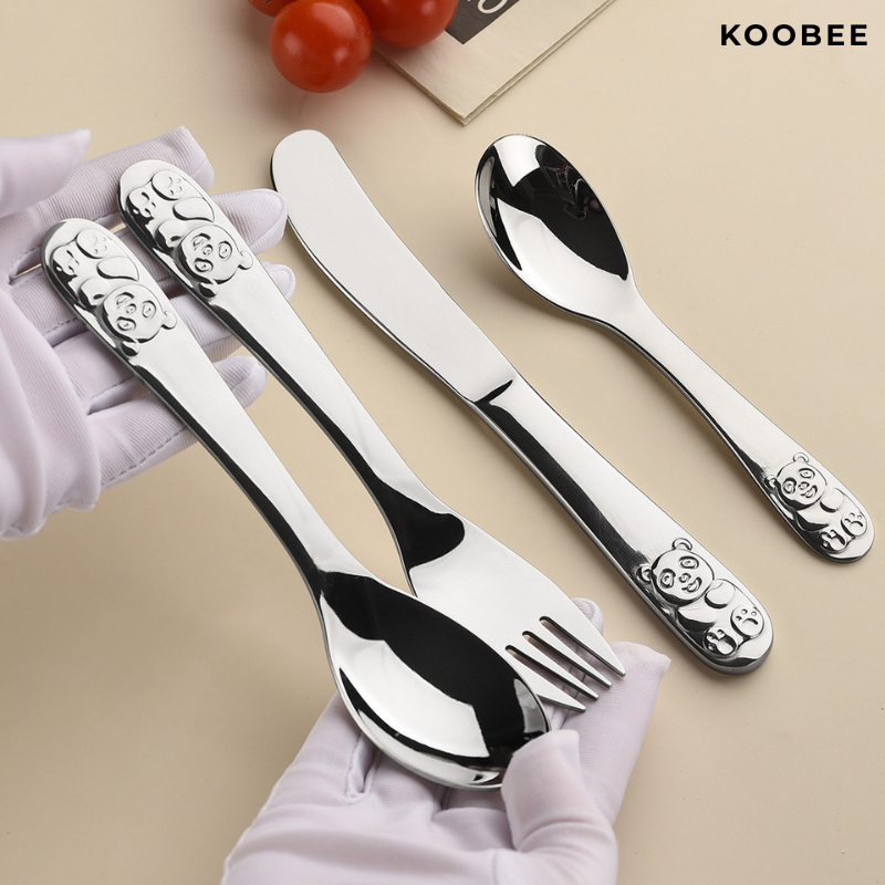 Bộ Dao Thìa Nĩa Trẻ Em Inox Cao Cấp KOOBEE Không Gỉ, Sáng Bóng – An Toàn Cho Bé Từ 2 Tuổi |194