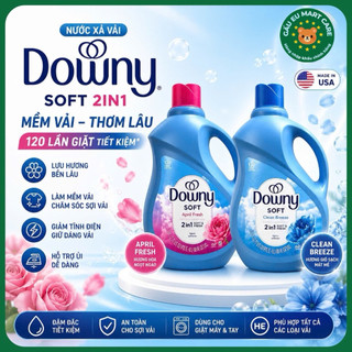 Nước Xả Vải Downy Mỹ 2.6L – April Fresh & Clean Breeze – Mềm Vải, Thơm Lâu, 120 Lần Giặt