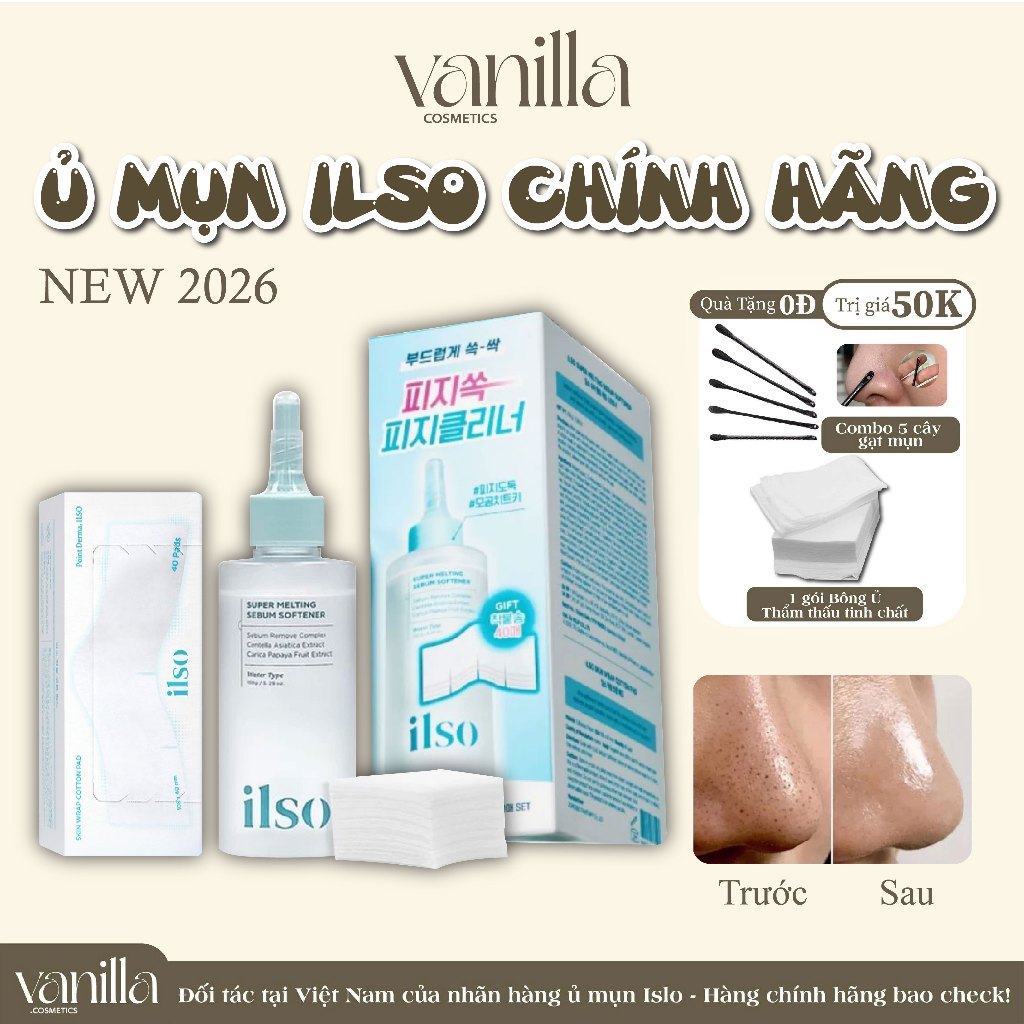(Mới 2026 CHÍNH HÃNG) Tinh Chất Ủ Mụn Đầu Đen, Làm Mềm Sợi Bã Nhờn Ilso Sebum Super 150ml Chính Hãng + Cây Nặn Mụn