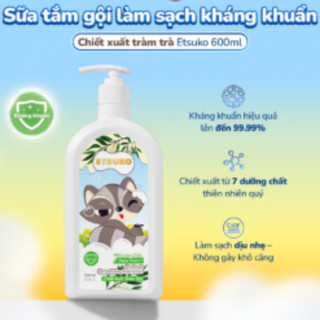 Sữa Tắm Gội Cho Bé Etsuko 600ml Dưỡng Ẩm Kháng Khuẩn Tràm Trà Keo Ong Shea Dream Sweet Pampering