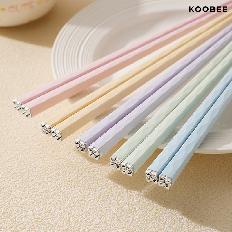 Set 5/10 Đôi Đũa Ăn Cơm Màu Pastel Phối Bạc Sợi Thủy Tinh Cao Cấp – Chống Mốc, Chống Trơn, Chịu Nhiệt | BA16