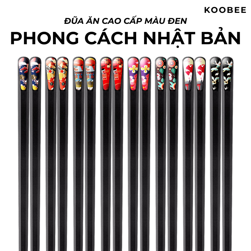 Đũa Kháng Khuẩn Phủ Sợi Thủy Tinh – Màu Đen Phong Cách Nhật Bản | Chịu Nhiệt, Chống Mốc, Không Trơn Trượt (BA27)
