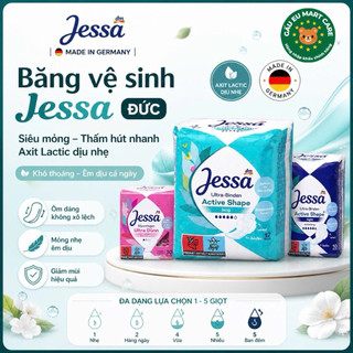 Băng Vệ Sinh Jessa Đức & Miếng Lót – Siêu Mỏng, Thấm Hút Nhanh, Axit Lactic Dịu Nhẹ, Khô Thoáng, 1–5 Giọt