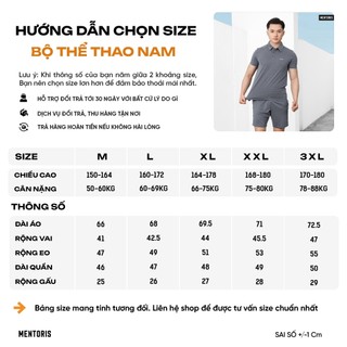 Bộ Thể Thao Nam MENTORIS Vải Thun Họa Tiết Tổ Ong, Form Regular Fit, Co Giãn Thoáng Khí MBT2607