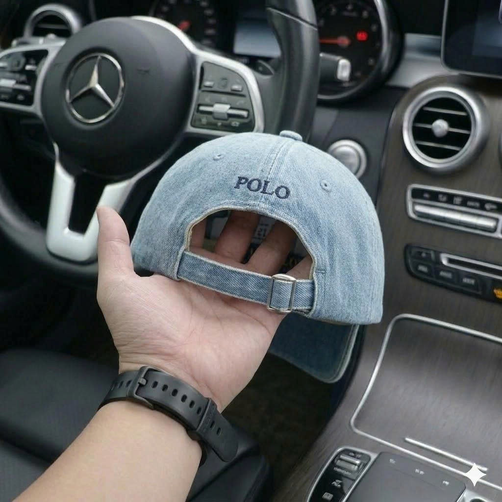 Nón kết, mũ lưỡi trai Po.lo phối vải jeans form chuẩn thời trang siêu đẹp