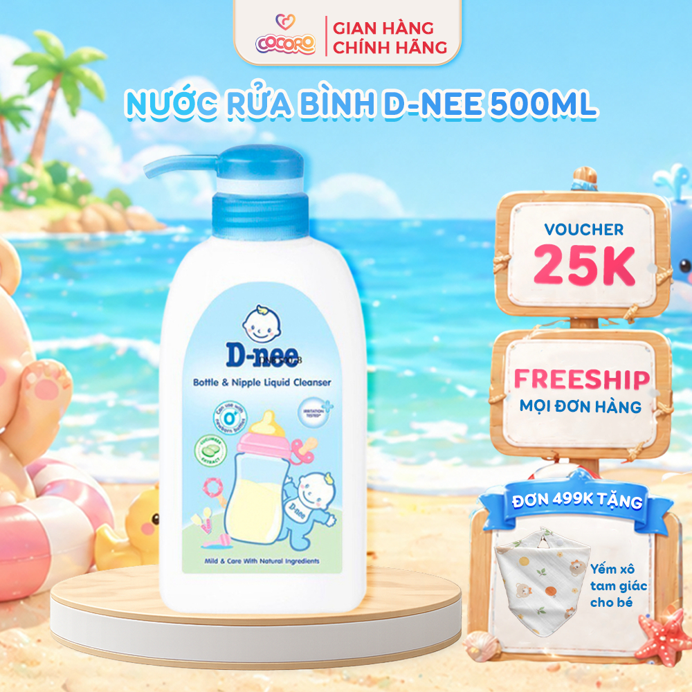 Nước Rửa Bình Sữa Dnee Organic Chai 500ml - Khử Khuẩn 99,9% Vi Khuẩn, Làm Sạch Bình Sữa Cho Bé - Cocoro Baby