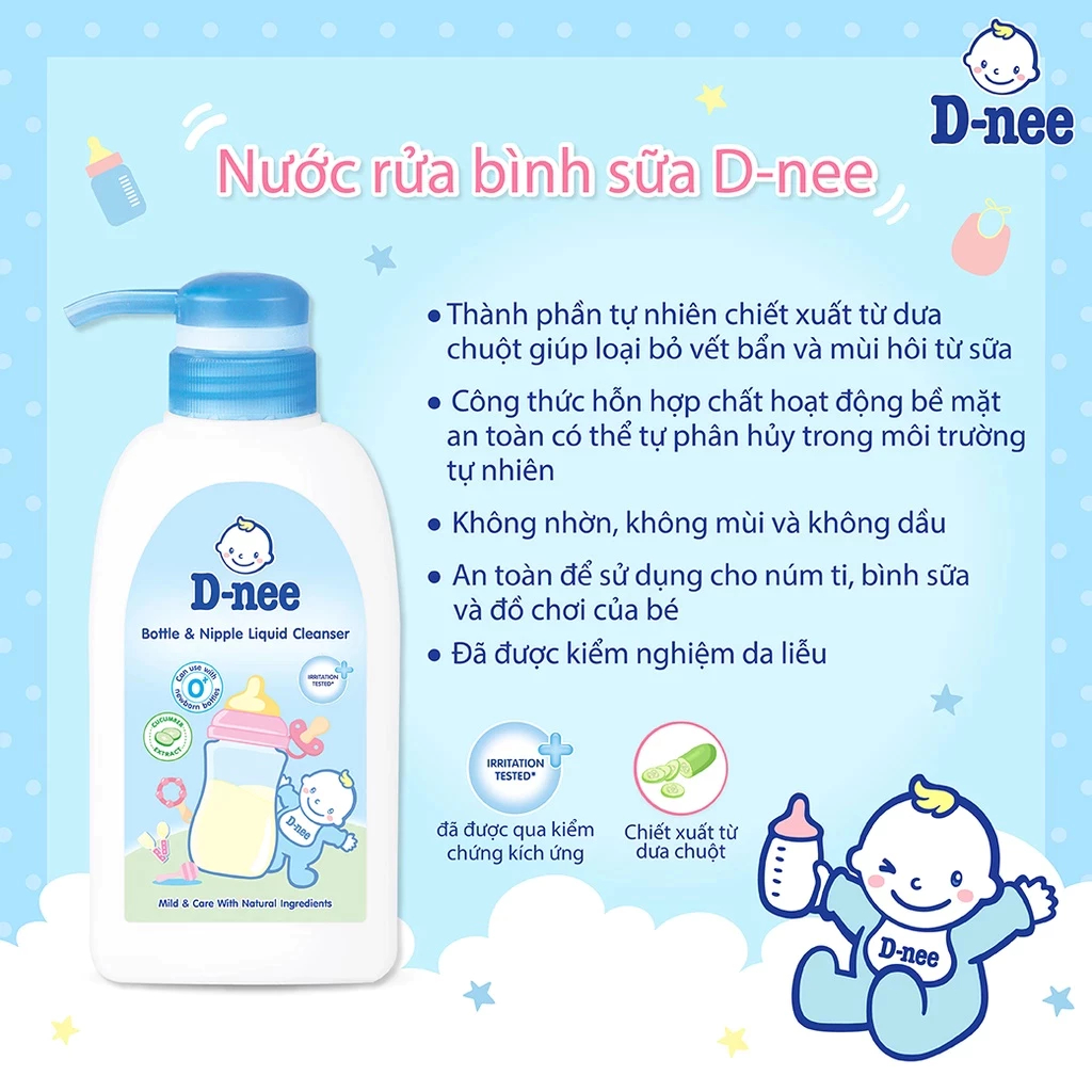 [COMBO] Cọ Wesser Và Nước Rửa Bình Dnee 500ML Thái Lan - Combo Vệ Sinh Bình Sữa - Cocoro Baby