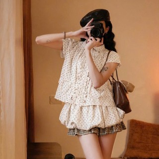 Set Áo Babydoll Chấm Bi Nữ Mix Chân Váy Bí Dáng Xinh, Set Đồ Tiểu Thư Dễ Thương Đi Chơi Đi Dạo 247Store Set2050