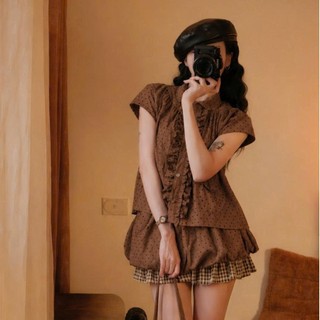 Set Áo Babydoll Chấm Bi Nữ Mix Chân Váy Bí Dáng Xinh, Set Đồ Tiểu Thư Dễ Thương Đi Chơi Đi Dạo 247Store Set2050