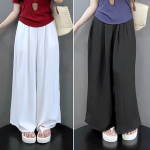 Quần Suông Xòe Đũi Vân Mây Chất Mềm Mát Bigsize Nữ,Quần Lưng Chun Ống Rộng Che Đùi Tốt Q564