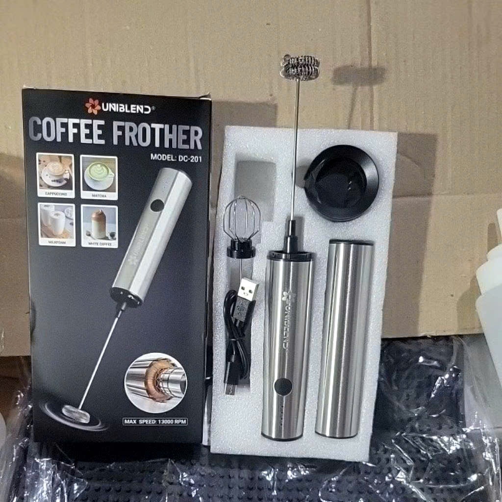 Máy Đánh Bọt Cà Phê Uniblend DC-201 8W, Máy Tạo Bọt Cà Phê Cầm Tay 2 Đầu Đánh Đa Năng, Đế Sạc USB Tiện Lợi