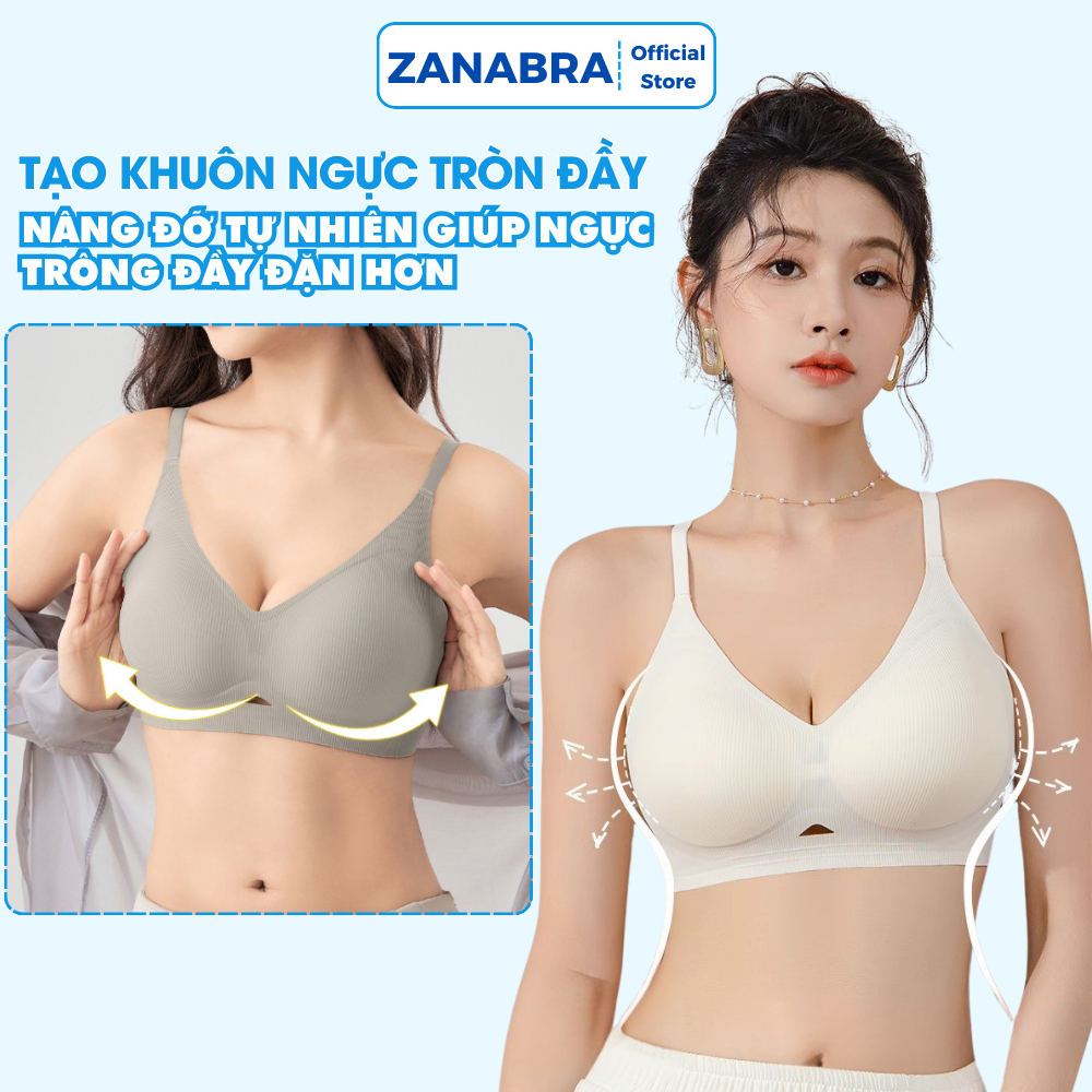 Áo ngực nữ chất su mỏng không gọng TÀNG HÌNH, Áo lót nữ mút giọt nước dày 3cm thoáng khí không lộ viền ZANABRA A1289