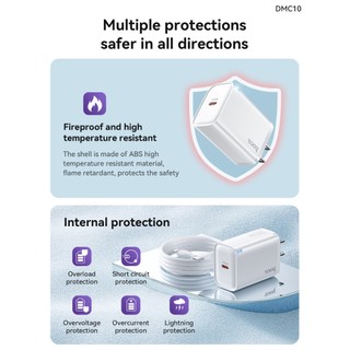 Cốc sạc nhanh Hoco DMC10 TypeC PD/QC 30W, PPS 33W, Có đèn báo sạc (Trắng)