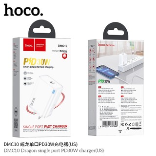 Cốc sạc nhanh Hoco DMC10 TypeC PD/QC 30W, PPS 33W, Có đèn báo sạc (Trắng)