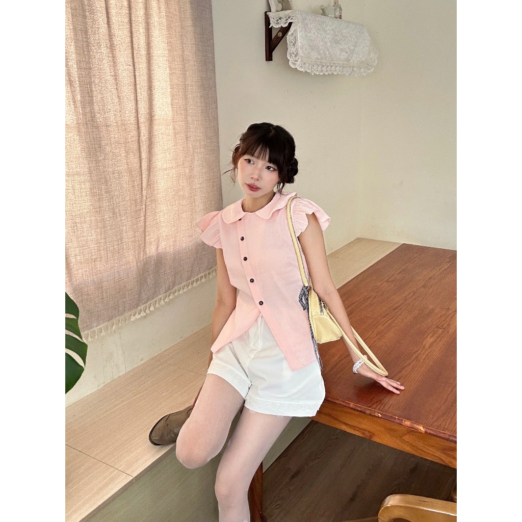 Quần Short Nữ GVEINS SHORTS Form A Lưng Cao Phối Viền Ren Dễ Thương SECODEE
