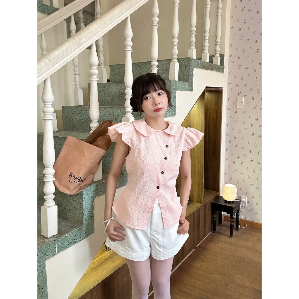Quần Short Nữ GVEINS SHORTS Form A Lưng Cao Phối Viền Ren Dễ Thương SECODEE