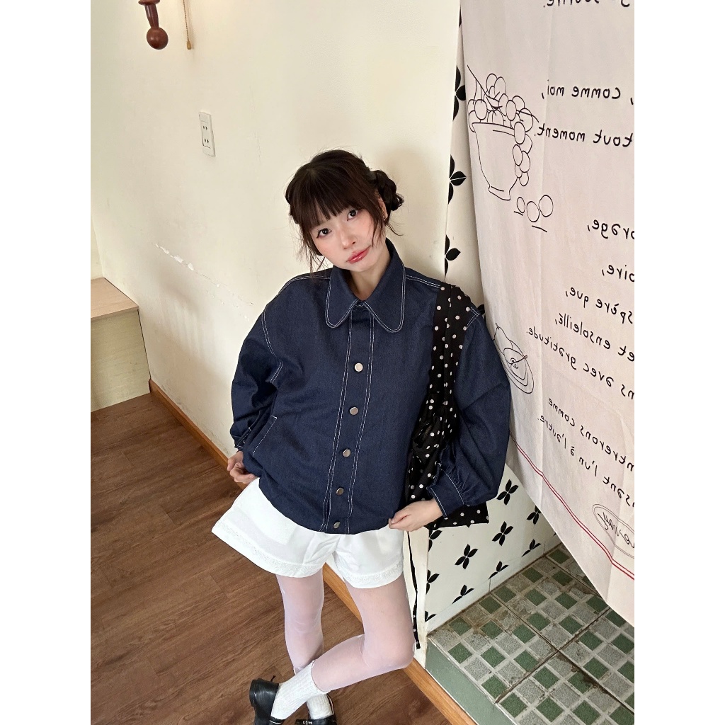 Áo Khoác Jeans Nữ FISLY JACKET Cổ Cách Điệu Form Rộng Dễ Phối Đồ SECODEE