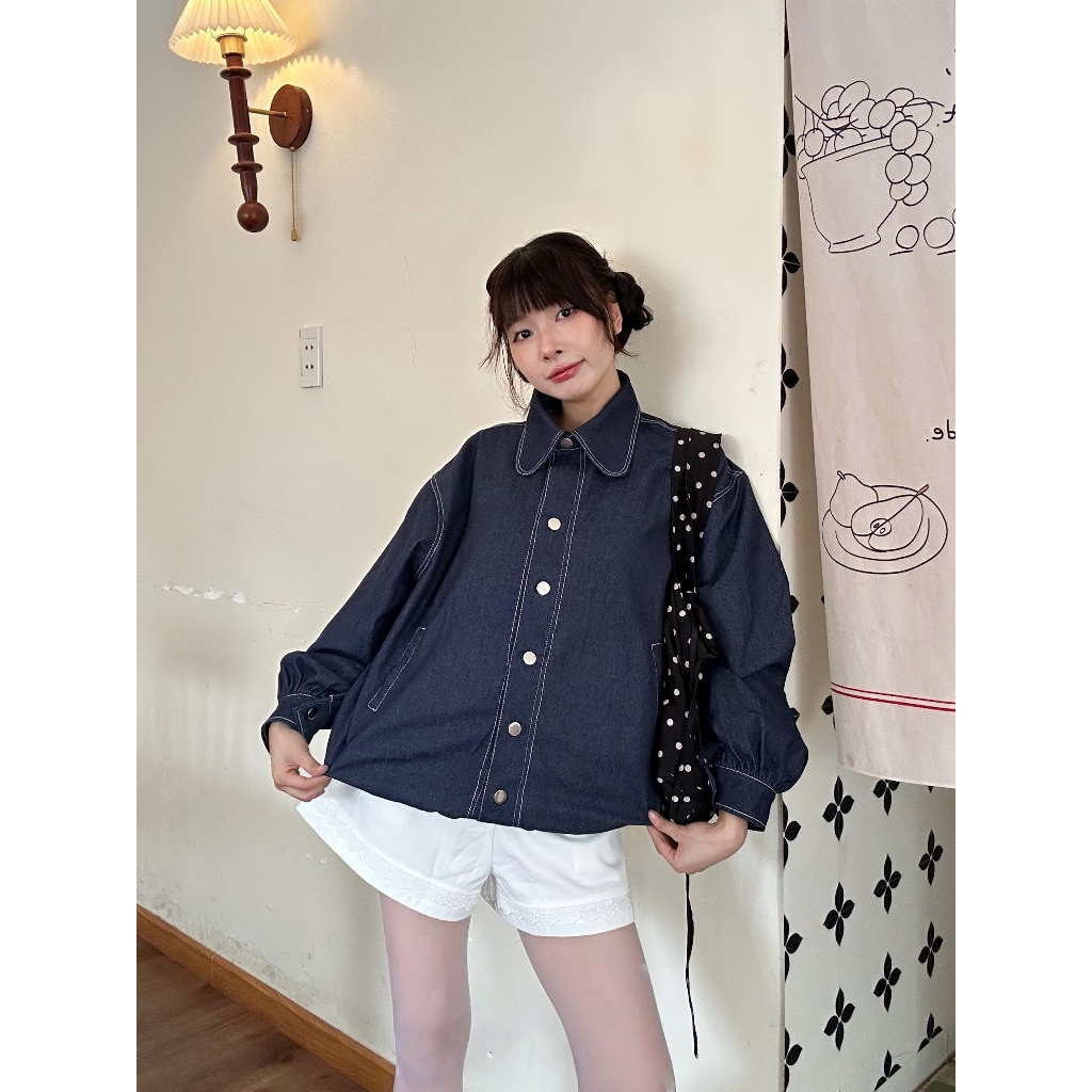 Áo Khoác Jeans Nữ FISLY JACKET Cổ Cách Điệu Form Rộng Dễ Phối Đồ SECODEE