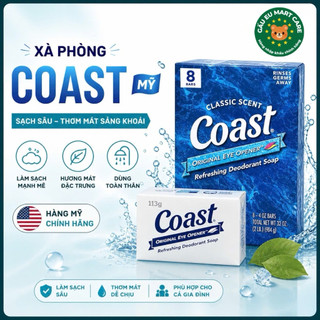 Xà Phòng Coast Mỹ 113g – Tươi Mát Sảng Khoái, Làm Sạch Sâu, Thơm Lâu | Lốc 8 Bánh Tiết Kiệm Chính Hãng