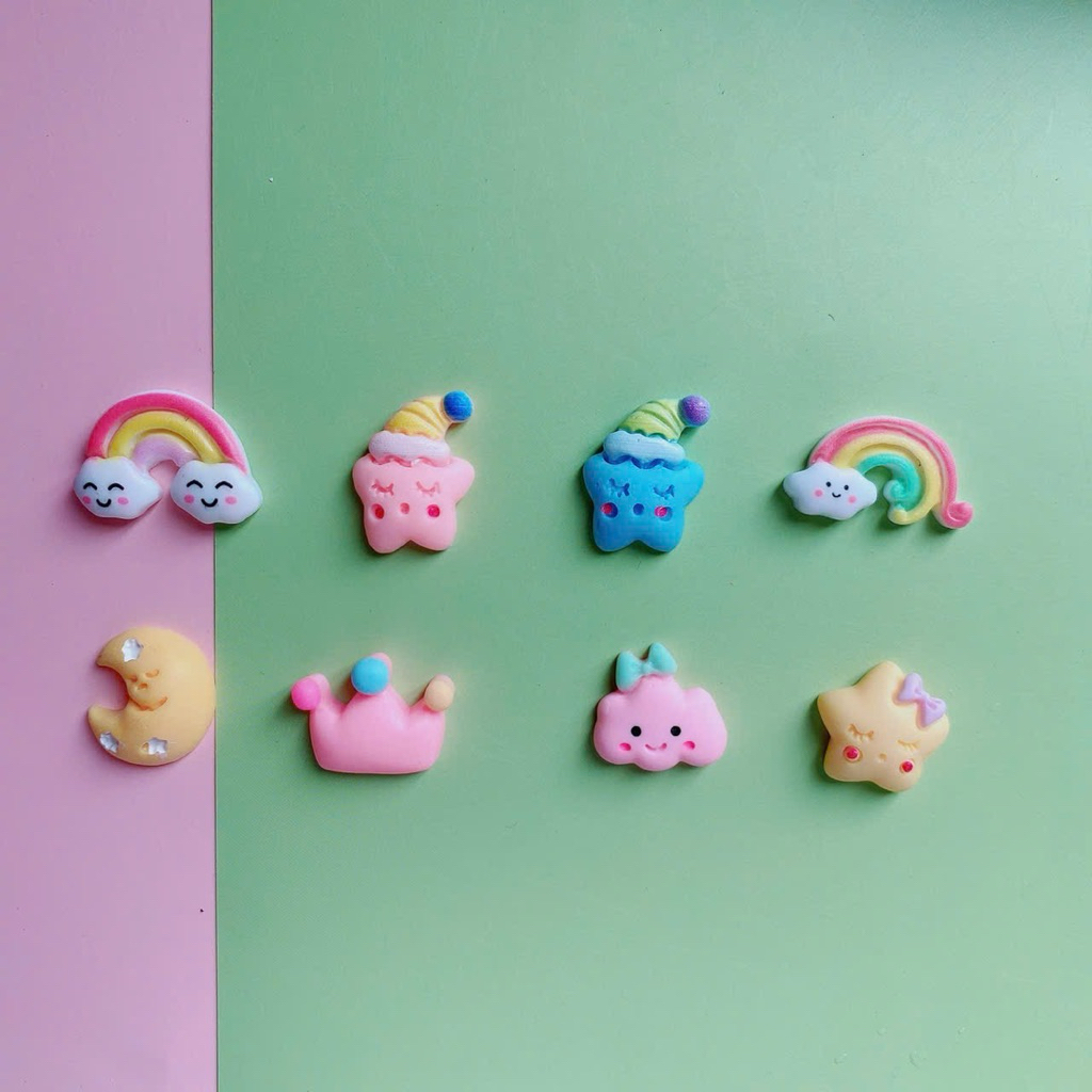 SET 9 CHARM NGÔI SAO, MÂY, CẦU VỒNG TRANG TRÍ PHỤ KIỆN DIY